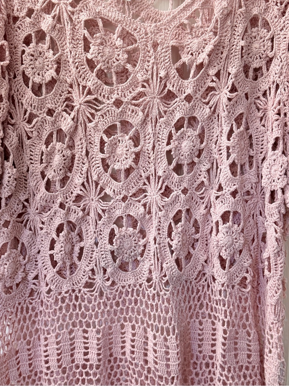 Denim&Co Blush Pink Crochet Openwork Tunic Top - Picture 5 of 7